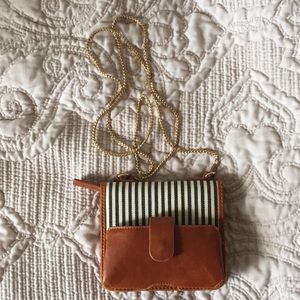 Striped Wallet Purse with Chain